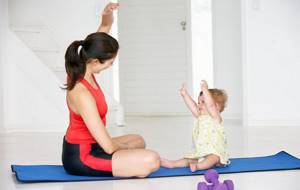 Exercising mother and baby